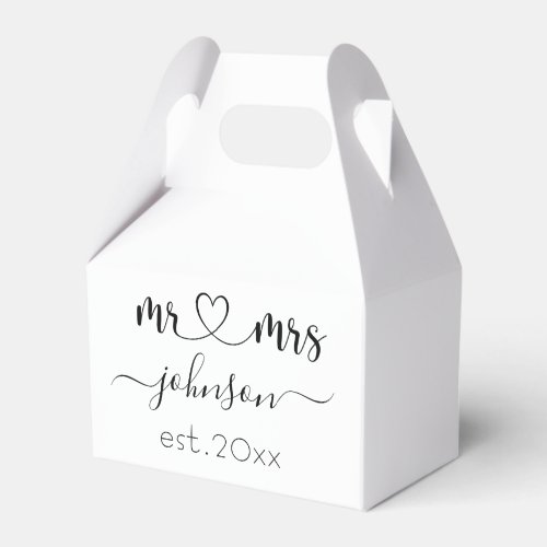 Wedding Engagement Heart Mr Mrs Personalized Name Favor Boxes