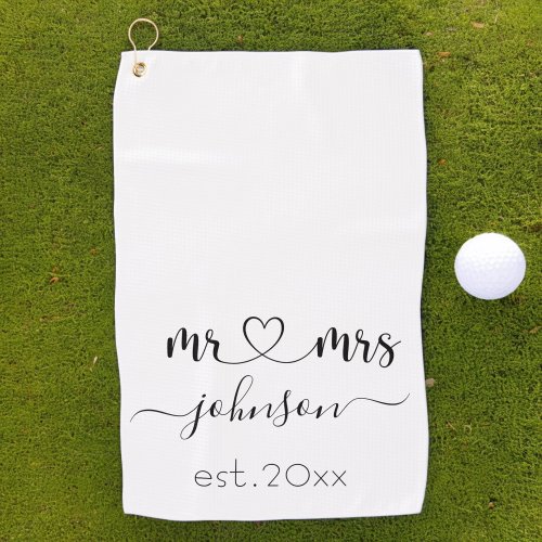 Wedding Engagement Heart Mr Mrs Personalized Name Golf Towel