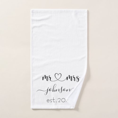 Wedding Engagement Heart Mr Mrs Personalized Name  Hand Towel