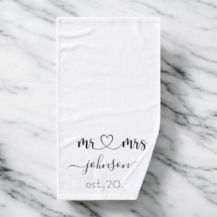 Wedding Engagement Heart Mr Mrs Personalized Name  Hand Towel