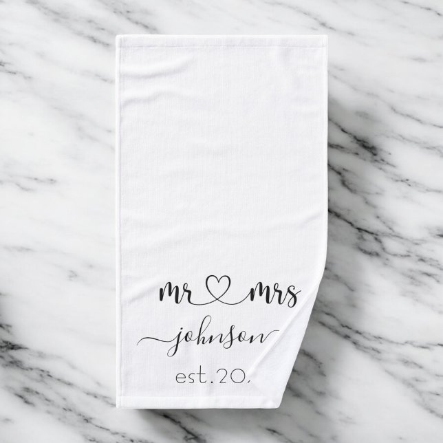 Wedding Engagement Heart Mr Mrs Personalized Name  Hand Towel (Creator Uploaded)