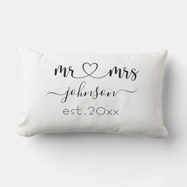Wedding Engagement Heart Mr Mrs Personalized Name  Lumbar Pillow (Front)