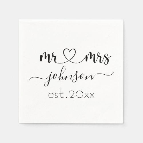 Wedding Engagement Heart Mr Mrs Personalized Name Napkins