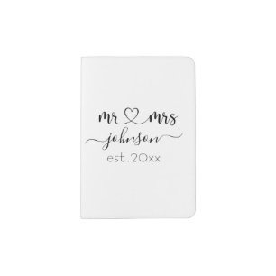 Wedding Engagement Heart Mr Mrs Personalized Name Passport Holder