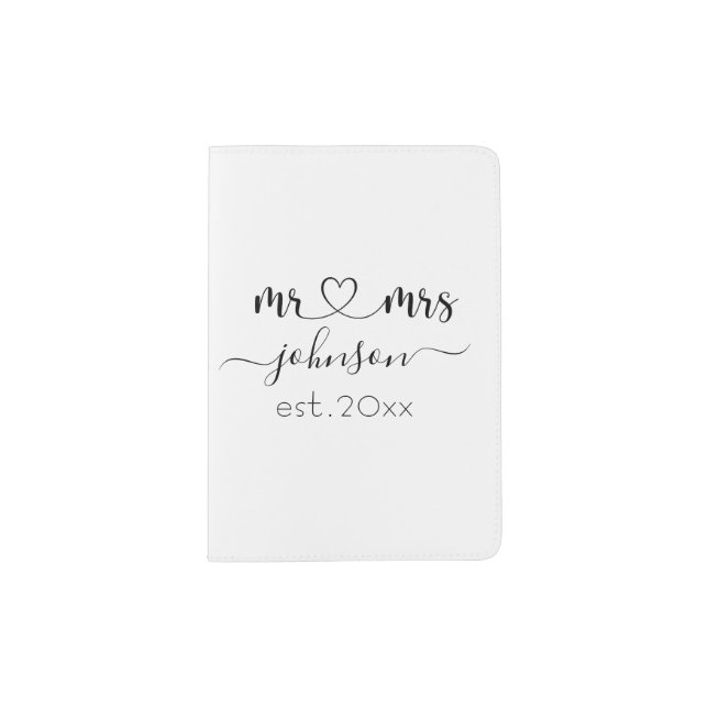 Wedding Engagement Heart Mr Mrs Personalized Name Passport Holder (Front)
