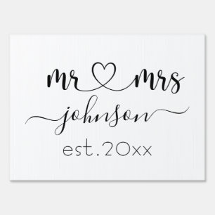 Wedding Engagement Heart Mr Mrs Personalized Name Sign