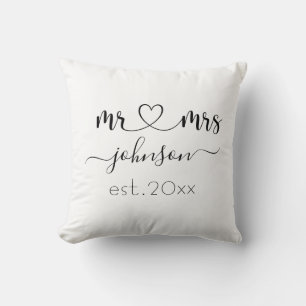 Wedding Engagement Heart Mr Mrs Personalized Name  Throw Pillow