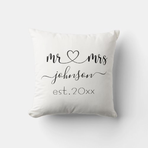 Wedding Engagement Heart Mr Mrs Personalized Name  Throw Pillow