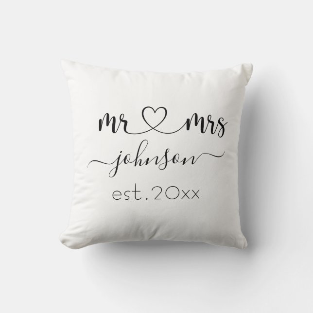 Wedding Engagement Heart Mr Mrs Personalized Name  Throw Pillow (Front)