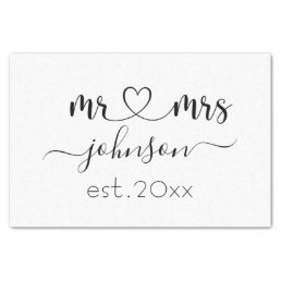 Wedding Engagement Heart Mr Mrs Personalized Name Tissue Paper