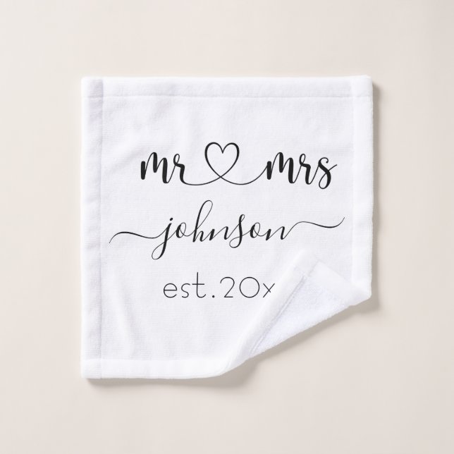 Wedding Engagement Heart Mr Mrs Personalized Name  Wash Cloth (Wash Cloth)