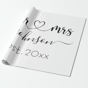 Personalised Wedding Day Names Wrapping Paper / Mr & Mrs / Mr 
