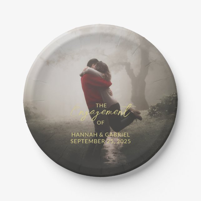 Wedding Engagement Party Add Photo Paper Plate (Front)
