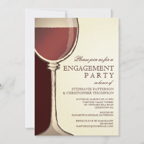 Wedding Engagement Party Aged Wine Themed Custom Invitations