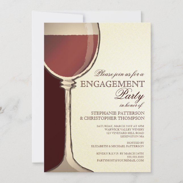 Wedding Engagement Party Aged Wine Themed Invitation (Front)