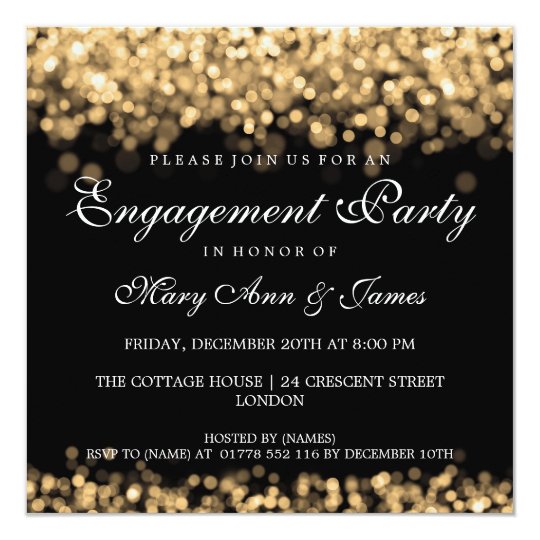 wedding engagement party gold lights invitation zazzle com elegant party invites