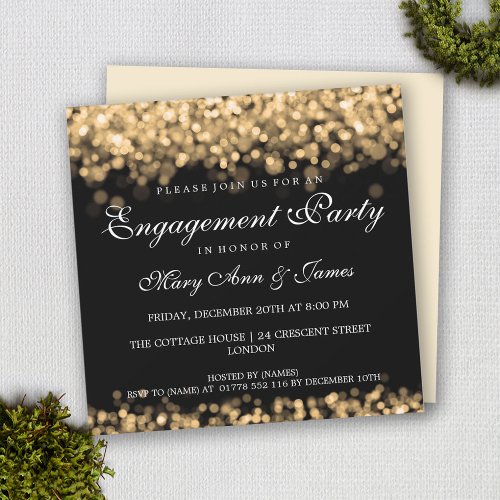 Wedding Engagement Party Gold Lights Invitation