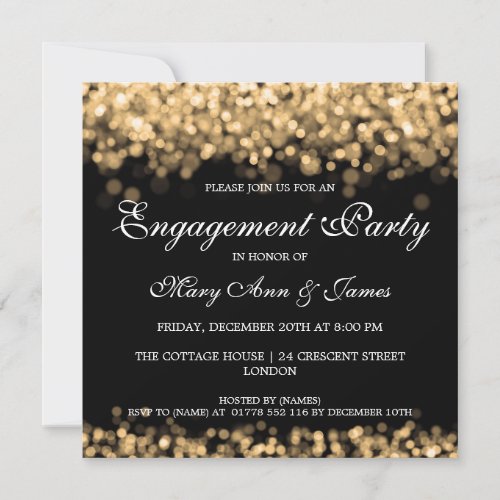 Wedding Engagement Party Gold Lights Invitation