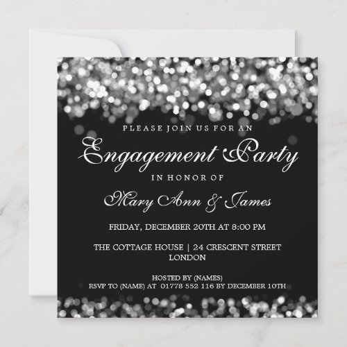 Wedding Engagement Party Silver Lights Invitation