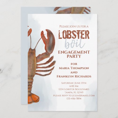 Wedding Engagement Party Simple Lobster Boil Invitation