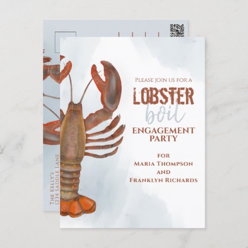 Wedding Engagement Party Simple Lobster Boil Postcard