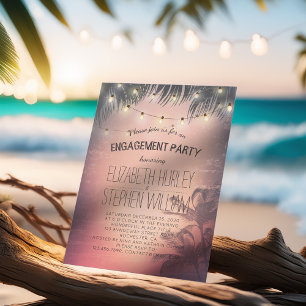 Wedding Engagement Party Summer Palm Trees Lights Invitation
