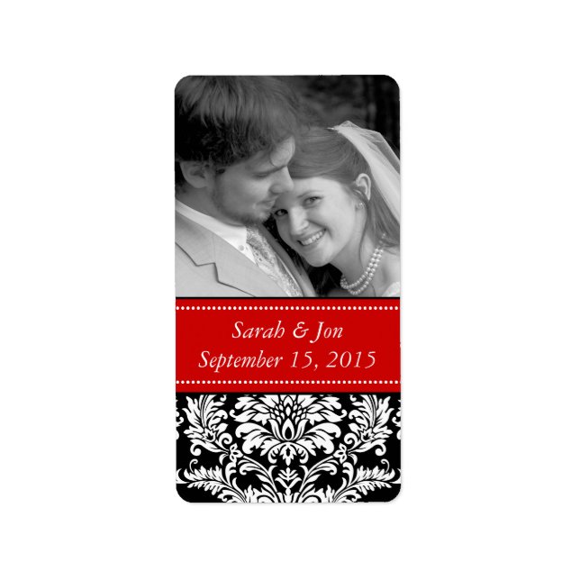 Wedding Engagement Photo Damask Save the Date Label (Front)