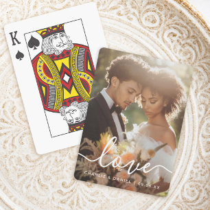 Wedding engagement photo love couples names date poker cards