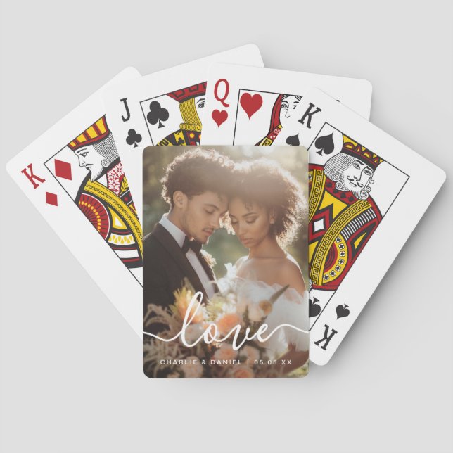 Wedding engagement photo love couples names date poker cards (Back)