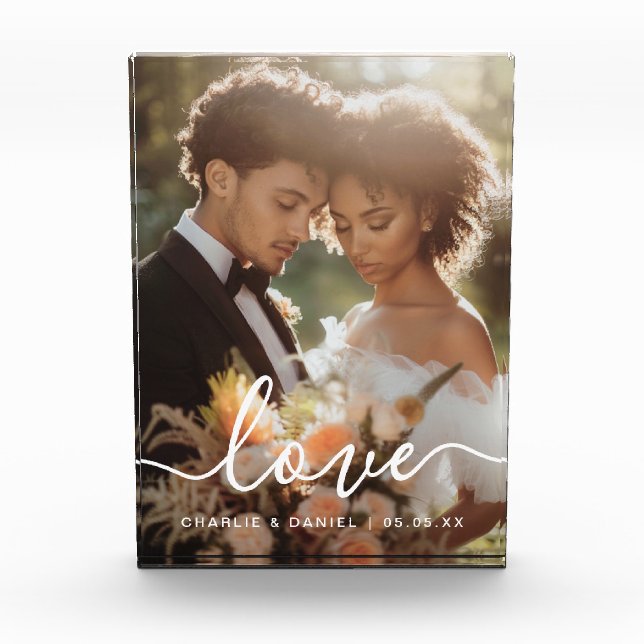 Wedding engagement photo love names date display (Front)
