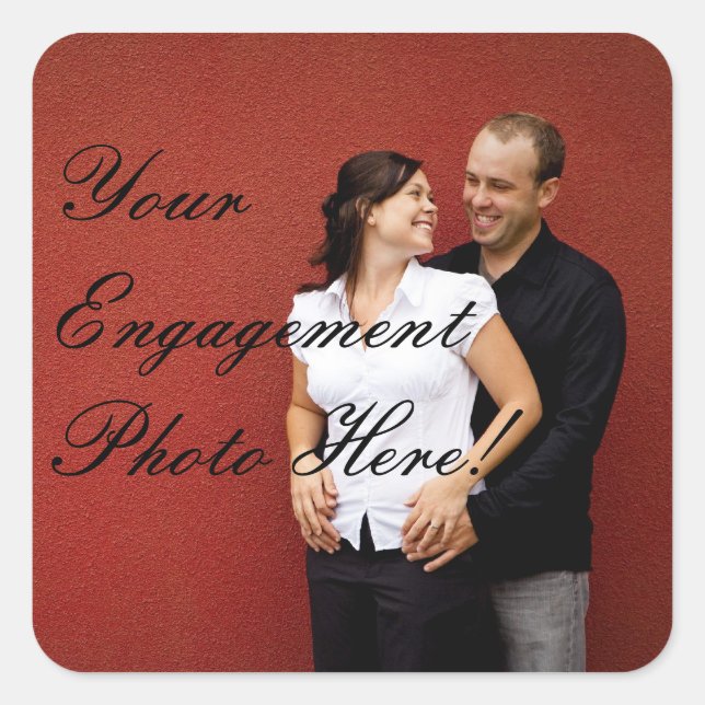 Wedding Engagement Photo Stickers Square (Front)