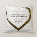 Wedding Engagement  Rustic Heart Quote Throw Pillow<br><div class="desc">A simple  wedding or engagement  modern heart on a rustic wood background love  quote in the middle.
Easily change the words for your own or leave.</div>