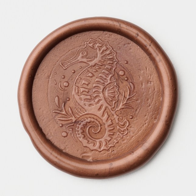 Wedding Engagement Sea Horse Wax Seal Sticker (Front)
