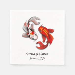 Wedding Engagement Yin Yang Koi Fish Garden Party Napkins