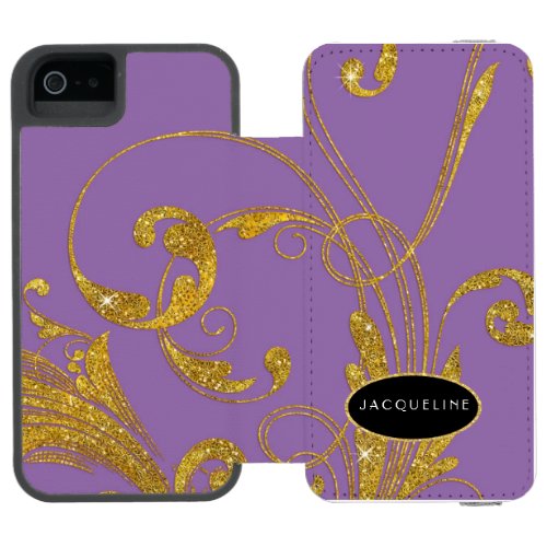 Wedding Engraved Foliage Scroll Swirl Flourishes Wallet Case For iPhone SE55s