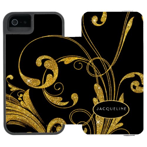 Wedding Engraved Foliage Scroll Swirl Flourishes Wallet Case For iPhone SE55s