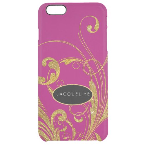 Wedding Engraved Foliage Scroll Swirl Flourishes Clear iPhone 6 Plus Case