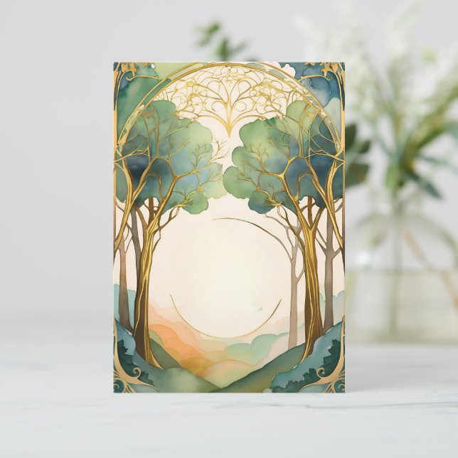 wedding entrance forest art nouveau invitation (Standing Front)