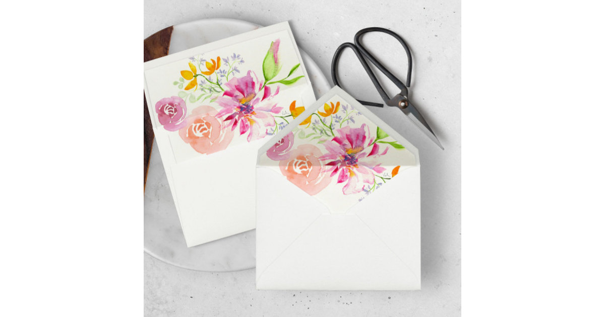 Wedding Envelope Liners Pink Floral Zazzle