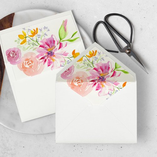 Wedding Envelope Liners Pink Floral