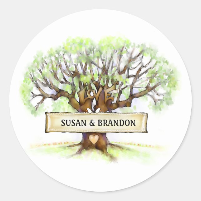 Wedding Envelope Seal Sticker - Love Tree (Front)