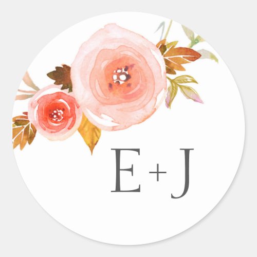 Wedding envelope seals  blush floral watercolor