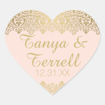 Wedding Envelope Seals Vintage Golden Lace Elegant