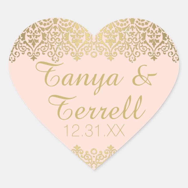 Wedding Envelope Seals Vintage Golden Lace Elegant (Front)