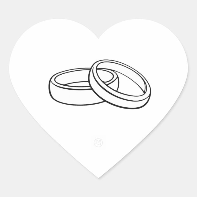 Wedding Envelope Sticker | Elegant Rings Heart (Front)