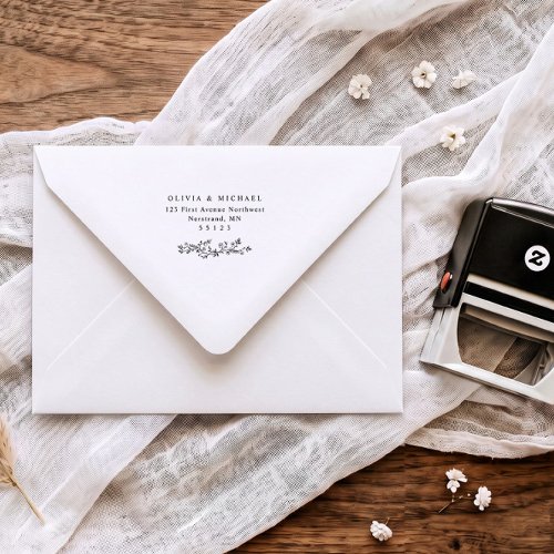 Wedding Envelope Vintage Floral Return Address Self-inking Stamp