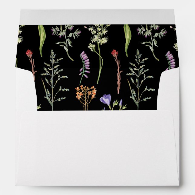 Wedding Envelope Wildflowers Floral Ditsy Dark (Back (Bottom))