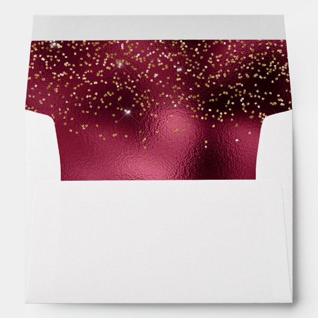 Wedding envelope with burgundy foil & gold glitter (Back (Bottom))
