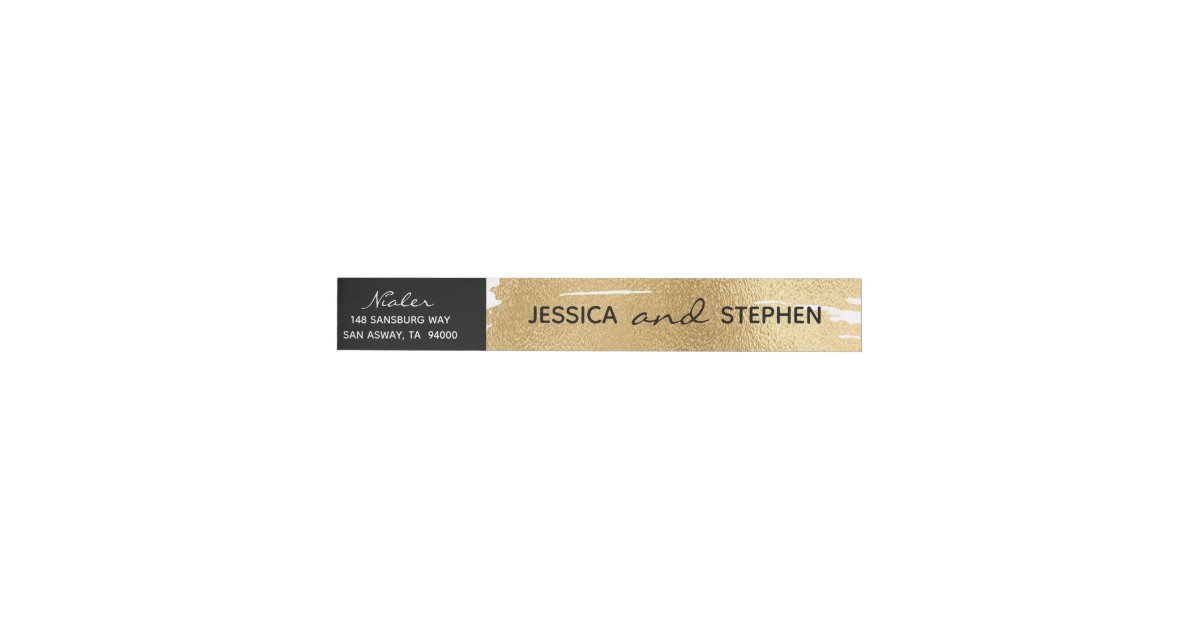 Wedding Envelope Wrap Label Elegant Gold & Black | Zazzle