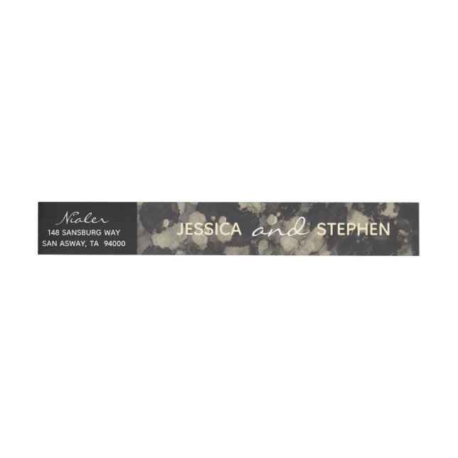 Wedding Envelope Wrap Label Shades of Gold N Black (Individual)